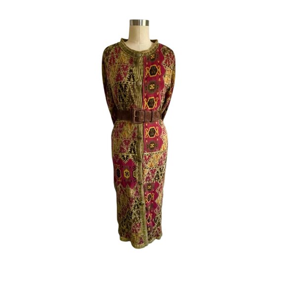 Soft Surroundings Tapestry Print Duster Maxi Sweater Coat - S - Picture 7 of 8